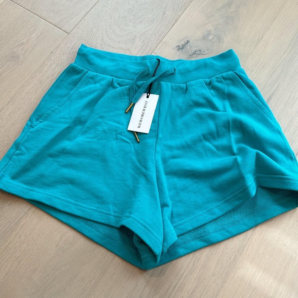 Weworewhat pull on shorts teal NWT